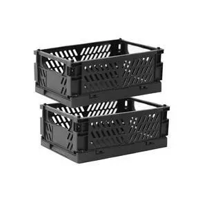 2-Pack Mini Foldable Plastic Storage Box Mini Plastic Baskets for Organizing and Storage for Home Kitchen Bedroom Bathroom Office. (Black, 5.9x3.8x2.2) 2-Pack Mini Foldable Plastic Storage Box Mini Plastic Baskets for Organizing and Storage for Home Kitchen Bedroom Bathroom Office. (Black, 5.9x3.8x2.2)
