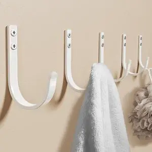 Wall Hooks for Hanging Towel/Coat - 22LB Screw in Metal Hanger Wall Mount, for Outdoor, Closet, Door, Bathrooms, for Backpack, Robe, White 5 Pack Wall Hooks for Hanging Towel/Coat - 22LB Screw in Metal Hanger Wall Mount, for Outdoor, Closet, Door, Bathrooms, for Backpack, Robe, White 5 Pack