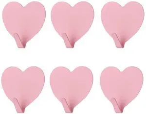 6 Pack Heart Shaped Decorative Wall Hooks, Stainless Steel Strong Adhesive Wall Hook for Home Kitchen Bathroom Office 6 Pack Heart Shaped Decorative Wall Hooks, Stainless Steel Strong Adhesive Wall Hook for Home Kitchen Bathroom Office