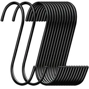 30 Pack 3.7 inch Length S Hooks Black Steel S Shaped Hooks for Hanging Jeans Pans Pots Plants Bags Towels Kitchen Closet Hooks Hanger, Fit The Rod Dia Less than1 inches 30 Pack 3.7 inch Length S Hooks Black Steel S Shaped Hooks for Hanging Jeans Pans Pots Plants Bags Towels Kitchen Closet Hooks Hanger, Fit The Rod Dia Less than1 inches