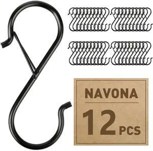 12 Pcs S Hooks for Hanging Heavy Duty, 3.5-inch Heavy Duty Metal S Hook with Safety Buckle, Suitable for 0.5 inch Rods, S Hook for Hanging Plants, Closet, Kitchen Utensil, Pot, Pan, Bags 12 Pcs S Hooks for Hanging Heavy Duty, 3.5-inch Heavy Duty Metal S Hook with Safety Buckle, Suitable for 0.5 inch Rods, S Hook for Hanging Plants, Closet, Kitchen Utensil, Pot, Pan, Bags