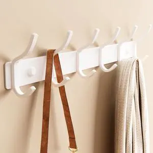 White Coat Rack Wall Mount - 15 Inch Arc Shaped Design with 6 Hooks for Hanging Coats, Bags, and Towels in Entryway, Livingroom, Bedroom, Bathroom, and Kitchen, 1 Pack White Coat Rack Wall Mount - 15 Inch Arc Shaped Design with 6 Hooks for Hanging Coats, Bags, and Towels in Entryway, Livingroom, Bedroom, Bathroom, and Kitchen, 1 Pack