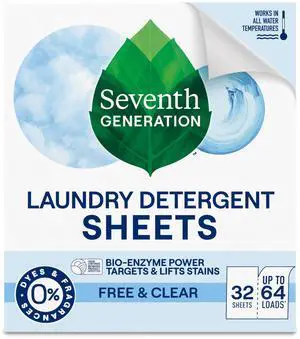 Laundry Detergent Sheets 32ct Free & Clear Removes Tough Stains Safer for your family Laundry Detergent Sheets 32ct Free & Clear Removes Tough Stains Safer for your family