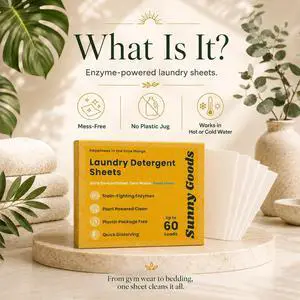 Laundry Detergent Sheets with Plant Powered Stain-Fighting Enzymes - 60 Loads - Concentrated Liquidless Laundry Soap Sheets - Home and Travel Laundry Detergent - Fresh Linen Laundry Detergent Sheets with Plant Powered Stain-Fighting Enzymes - 60 Loads - Concentrated Liquidless Laundry Soap Sheets - Home and Travel Laundry Detergent - Fresh Linen
