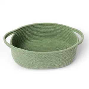Green Woven Basket, 13" x 9" x 5" Baskets for Gifts Empty, Cute Cotton Rope Cat Dog Toy Bin Box, Small Woven Bin for Organizing, Green Room Decor, Nursery Baby Cloth Diaper Storage Organizer Green Woven Basket, 13" x 9" x 5" Baskets for Gifts Empty, Cute Cotton Rope Cat Dog Toy Bin Box, Small Woven Bin for Organizing, Green Room Decor, Nursery Baby Cloth Diaper Storage Organizer