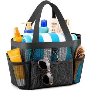 Mesh Shower Caddy Portable for College Dorm Room Essentials with 8 Pockets, Shower Bag for Beach, Swimming, Gym, Travel, Bathroom(Black) Mesh Shower Caddy Portable for College Dorm Room Essentials with 8 Pockets, Shower Bag for Beach, Swimming, Gym, Travel, Bathroom(Black)