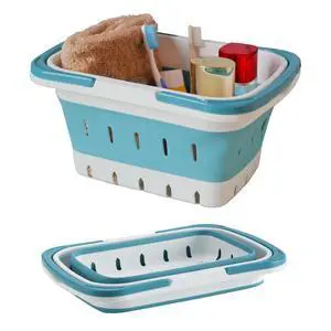 Portable Folding Plastic Bath Caddy with Handle, Perforated, Travel Bathroom Organizer for Bedroom, Bathroom, Shower, Dorm Room, Camping and RV Use (Blue, 1 pack) Portable Folding Plastic Bath Caddy with Handle, Perforated, Travel Bathroom Organizer for Bedroom, Bathroom, Shower, Dorm Room, Camping and RV Use (Blue, 1 pack)