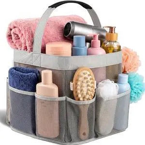 Mesh Shower Caddy 9 Pocket Portable Shower Caddy Organizer for College Dorm, Travel, Gym, Bathroom Quick Dry, Lightweight Tote Bag for Toiletries & Essentials, Gray Mesh Shower Caddy 9 Pocket Portable Shower Caddy Organizer for College Dorm, Travel, Gym, Bathroom Quick Dry, Lightweight Tote Bag for Toiletries & Essentials, Gray