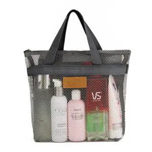 Mesh Shower Caddy Bag Portable Hanging Toiletry and Bath Organizer with Zipper for Travel, Gym, Swimming, Camping, College Dorms, Beach (Grey) Mesh Shower Caddy Bag Portable Hanging Toiletry and Bath Organizer with Zipper for Travel, Gym, Swimming, Camping, College Dorms, Beach (Grey)