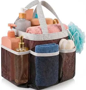 Mesh Shower Caddy Portable for College Dorm Room Essentials, 7 Pocket Hanging Shower Bag Tote, Quick Dry Collapsible Toiletry Organizer for Gym, Beach, Travel, Camping (Black) Mesh Shower Caddy Portable for College Dorm Room Essentials, 7 Pocket Hanging Shower Bag Tote, Quick Dry Collapsible Toiletry Organizer for Gym, Beach, Travel, Camping (Black)