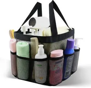 Mesh Shower Caddy Portable, Shower Tote Bag for Dorm Room Essentials, 8 Pockets Large Shower Basket for College Gym Beach Camping (1, Black) Mesh Shower Caddy Portable, Shower Tote Bag for Dorm Room Essentials, 8 Pockets Large Shower Basket for College Gym Beach Camping (1, Black)