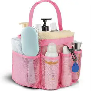 Mesh Shower Caddy Portable for College Dorm Room Essentials,Hanging Shower Caddy Dorm Basket with 8 Pockets,Quick Dry Shower Bag for Bathroom,Beach,Swimming,Gym (Light Pink) Mesh Shower Caddy Portable for College Dorm Room Essentials,Hanging Shower Caddy Dorm Basket with 8 Pockets,Quick Dry Shower Bag for Bathroom,Beach,Swimming,Gym (Light Pink)