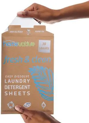 Laundry Detergent Sheets, 30 Sheets, Up to 60 Loads, Easy Dissolve, Fresh & Clean, Eco package, HE Compatible, Septic friendly, Great for travel, college, laundromat and at home Laundry Detergent Sheets, 30 Sheets, Up to 60 Loads, Easy Dissolve, Fresh & Clean, Eco package, HE Compatible, Septic friendly, Great for travel, college, laundromat and at home