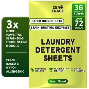 All Natural Laundry Detergent Sheets Eco Friendly - Laundry Soap - Travel Laundry Detergent with Fresh Scent (72 Loads 36 Sheets) All Natural Laundry Detergent Sheets Eco Friendly - Laundry Soap - Travel Laundry Detergent with Fresh Scent (72 Loads 36 Sheets)