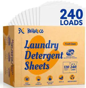 Laundry Detergent Sheets - Laundry Sheets, 240 Loads, Eco-Friendly, Plastic-Free, Fresh Linen Scent, Space Saving, Fast Dissolve & Hypoallergenic, Laundry Detergent for Home,Dorms,Essentials Laundry Detergent Sheets - Laundry Sheets, 240 Loads, Eco-Friendly, Plastic-Free, Fresh Linen Scent, Space Saving, Fast Dissolve & Hypoallergenic, Laundry Detergent for Home,Dorms,Essentials