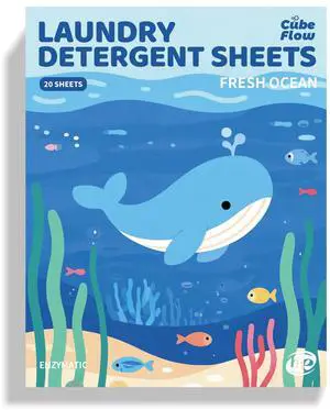 Laundry Detergent Sheets, Fresh Ocean Scent - 40 Loads | Plastic-Free, Eco Friendly Sheets | Pre-Measured, Liquidless for Deep Clean | Hypoallergenic, Travel Laundry Soap Strips Laundry Detergent Sheets, Fresh Ocean Scent - 40 Loads | Plastic-Free, Eco Friendly Sheets | Pre-Measured, Liquidless for Deep Clean | Hypoallergenic, Travel Laundry Soap Strips