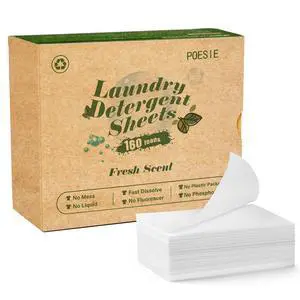 Laundry Detergent Sheets Fresh Scent 160 Count Clear Non-Plastic Hypoallergenic Liquid Less Sheets for Home Dorm Travel Camping & Hand Washing Clean No Waste Laundry Detergent Sheets Fresh Scent 160 Count Clear Non-Plastic Hypoallergenic Liquid Less Sheets for Home Dorm Travel Camping & Hand Washing Clean No Waste