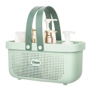 Plastic Storage Basket with Handle Portable Shower Caddy Tote Organizer Basket Bin for Bathroom Kitchen Dorm Room Bedroom, Green Plastic Storage Basket with Handle Portable Shower Caddy Tote Organizer Basket Bin for Bathroom Kitchen Dorm Room Bedroom, Green
