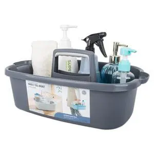 Large Cleaning Supplies Caddy Portable Shower Basket Supply Organizer with Handle Plastic Bucket Tool Storage for Bathroom, Bedroom, Kitchen, College Dorm, Garden, Dark Gray Large Cleaning Supplies Caddy Portable Shower Basket Supply Organizer with Handle Plastic Bucket Tool Storage for Bathroom, Bedroom, Kitchen, College Dorm, Garden, Dark Gray
