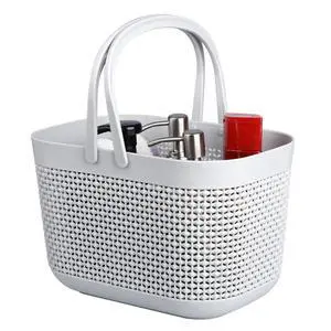 Plastic Organizer Storage Baskets with Handles, Shower Caddy Bins Organizer for Bathroom and kitchenGrey Plastic Organizer Storage Baskets with Handles, Shower Caddy Bins Organizer for Bathroom and kitchenGrey