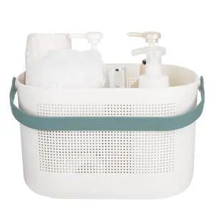 Plastic Storage Baskets with Handles, Shower Caddy Shelf Organizers Basket for Bathroom, Kitchen, Dorm Room, Green Plastic Storage Baskets with Handles, Shower Caddy Shelf Organizers Basket for Bathroom, Kitchen, Dorm Room, Green