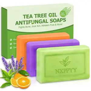 Antifungal Soap-Antibacterial Soap Bar with Tea Tree Oil- Body & Face Wash for Acne, Folliculitis, Eczema, Body Odor, Jock Itch, Athletes Foot, Ringworm & Tinea Versicolor (3Bars x 2.82 oz) Antifungal Soap-Antibacterial Soap Bar with Tea Tree Oil- Body & Face Wash for Acne, Folliculitis, Eczema, Body Odor, Jock Itch, Athletes Foot, Ringworm & Tinea Versicolor (3Bars x 2.82 oz)