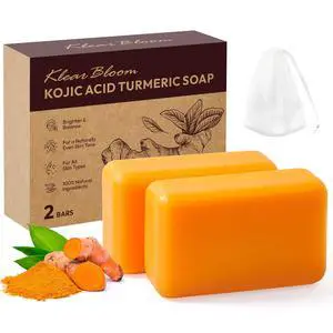 Kojic Acid Soap, Turmeric Soap Bar for Dark Spots Brightening & Moisturizing with Collagen, Vitamin E, Retinol, Hyaluronic Acid, Shea Butter, Paraben & Sulfate-Free 105g x 2 Bars Kojic Acid Soap, Turmeric Soap Bar for Dark Spots Brightening & Moisturizing with Collagen, Vitamin E, Retinol, Hyaluronic Acid, Shea Butter, Paraben & Sulfate-Free 105g x 2 Bars