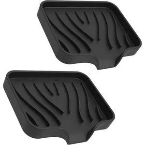 2 Pack Silicone Soap Dish with Drain, Bar Soap Holder for Shower,Bathroom and Kitchen Sink Organizer,Self Draining Waterfall Soap Tray (Black) 2 Pack Silicone Soap Dish with Drain, Bar Soap Holder for Shower,Bathroom and Kitchen Sink Organizer,Self Draining Waterfall Soap Tray (Black)