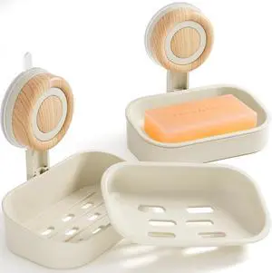 Double Layer Soap Dish for Shower 2 Pack, Wall Mounted Bar Soap Holder Suction Cup 2 Layer Self Draining Soap Case Sponge Holder for Shower Bathroom, Tub and Kitchen Sink, Drill-Free Tray Double Layer Soap Dish for Shower 2 Pack, Wall Mounted Bar Soap Holder Suction Cup 2 Layer Self Draining Soap Case Sponge Holder for Shower Bathroom, Tub and Kitchen Sink, Drill-Free Tray