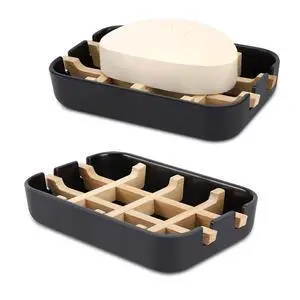 Bamboo Wooden Soap Dishes for Shower with Drainage for Bathroom Bar Soap Holder Soap Holder Sink Deck Bathtub Shower Tray (One Pieces Black) Bamboo Wooden Soap Dishes for Shower with Drainage for Bathroom Bar Soap Holder Soap Holder Sink Deck Bathtub Shower Tray (One Pieces Black)