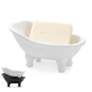 1piece 5.6" White Ceramic Mini Bathtub Soap Dish Small Planter Makeup Organizer Container Hamster Bathtub (White) 1piece 5.6" White Ceramic Mini Bathtub Soap Dish Small Planter Makeup Organizer Container Hamster Bathtub (White)