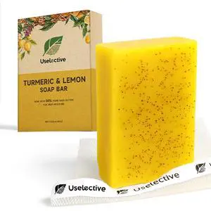 Lemon & Turmeric Glow Soap Bar for Dark Spots Remover, Powered by Kojic Acid & Vitamin C for Brightening & Fading Acne Scars - 3x Moisturizing with Shea Butter - SLS Free Lemon & Turmeric Glow Soap Bar for Dark Spots Remover, Powered by Kojic Acid & Vitamin C for Brightening & Fading Acne Scars - 3x Moisturizing with Shea Butter - SLS Free