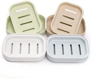 4 Pack Plastic Soap Dish, Soap Container, Double Layer Draining Soap Holder for Shower, Bathroom or Kitchen, C-0060 4 Pack Plastic Soap Dish, Soap Container, Double Layer Draining Soap Holder for Shower, Bathroom or Kitchen, C-0060