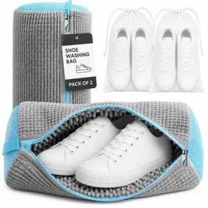 Shoe Washing Machine Bag Washer and Dryer 4-in-1 Kit | 2 Reusable Chenille Sneaker Laundry Bags + 2 Dust Storage Bags | 360 Deep Cleaning Self-Locking Zipper Fits All Sneakers Tennis Athletic Footwear Shoe Washing Machine Bag Washer and Dryer 4-in-1 Kit | 2 Reusable Chenille Sneaker Laundry Bags + 2 Dust Storage Bags | 360 Deep Cleaning Self-Locking Zipper Fits All Sneakers Tennis Athletic Footwear