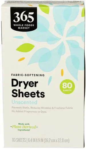 Fabric-Softening Dryer Sheets, Unscented, 80 Count Fabric-Softening Dryer Sheets, Unscented, 80 Count