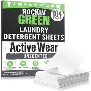 Active Wear Travel Laundry Detergent Sheets Unscented - Mess-Free Laundry Sheets Detergent with Sodium Bicarbonate - Easily Dissolvable Laundry Soap for Traveling (104 Loads) Active Wear Travel Laundry Detergent Sheets Unscented - Mess-Free Laundry Sheets Detergent with Sodium Bicarbonate - Easily Dissolvable Laundry Soap for Traveling (104 Loads)