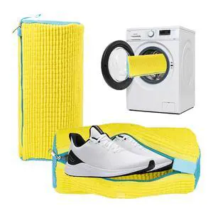 Shoe Washing Machine Bag - Fluffy Fibers Shoe Laundry Bag for Washer and Dryer - Adjustable Shoe Bag for Washing Machine (1, Yellow and Blue) Shoe Washing Machine Bag - Fluffy Fibers Shoe Laundry Bag for Washer and Dryer - Adjustable Shoe Bag for Washing Machine (1, Yellow and Blue)