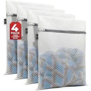 Mesh Laundry Bag - 4 Pack Zippered Honeycomb Net for Delicates - Delicates Wash Bags for Lingerie, Socks & Underwear - 12x16 Durable Washing Machine Protector Mesh Laundry Bag - 4 Pack Zippered Honeycomb Net for Delicates - Delicates Wash Bags for Lingerie, Socks & Underwear - 12x16 Durable Washing Machine Protector