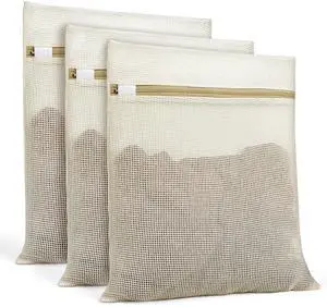Natural Cotton Mesh Laundry Bags 12x16" 3-Pack,Gentle Wash for Lingerie, Baby Clothes & Travel Essentials Natural Cotton Mesh Laundry Bags 12x16" 3-Pack,Gentle Wash for Lingerie, Baby Clothes & Travel Essentials