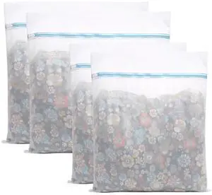 4 Pack Large Fine Mesh Laundry Bags for Delicates, 2pcs 24" x 24" & 2pcs 20" x 24" Extra Large Washing Machine Bags with Auto-Lock Zipper, Protective Wash Bag for Bedding Garments Travel Storage 4 Pack Large Fine Mesh Laundry Bags for Delicates, 2pcs 24" x 24" & 2pcs 20" x 24" Extra Large Washing Machine Bags with Auto-Lock Zipper, Protective Wash Bag for Bedding Garments Travel Storage