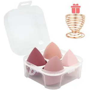 Makeup Sponges Set - Beauty sponges Blending Blenders with 1 Holder and Egg Case, Flawless for Cream, Powder and Liquid (Pink, 4Pcs+1Holder+ case) Makeup Sponges Set - Beauty sponges Blending Blenders with 1 Holder and Egg Case, Flawless for Cream, Powder and Liquid (Pink, 4Pcs+1Holder+ case)