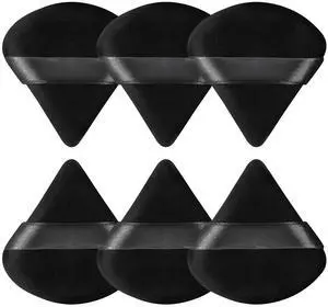 6 Pcs Powder Puff, Face Soft Triangle Makeup Puff Velour Makeup Sponge for Loose Powder (Black) 6 Pcs Powder Puff, Face Soft Triangle Makeup Puff Velour Makeup Sponge for Loose Powder (Black)