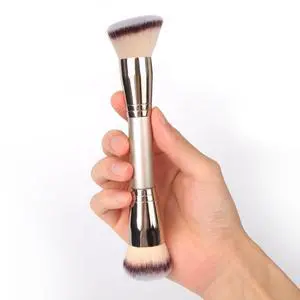 Dual-Ended Foundation Brush: Round & Angled makeup brushes, 100% Vegan Synthetic Makeup Brush for Flawless Blending and Application of Liquid, Powder, Cream, Blush Dual-Ended Foundation Brush: Round & Angled makeup brushes, 100% Vegan Synthetic Makeup Brush for Flawless Blending and Application of Liquid, Powder, Cream, Blush