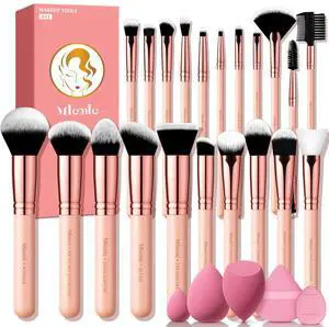 Makeup Brushes Set, Professional 26 Pcs Makeup Kit, Include Powder Foundation Concealers Blush Eye shadows Eyebrow 21 Pcs Makeup Brushes and 2 Powder Puff, 3 Makeup Sponge(A01-Pink) Makeup Brushes Set, Professional 26 Pcs Makeup Kit, Include Powder Foundation Concealers Blush Eye shadows Eyebrow 21 Pcs Makeup Brushes and 2 Powder Puff, 3 Makeup Sponge(A01-Pink)