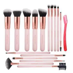 Makeup Brush Set 16 Pcs with 1 Eyebrow Razor Premium Synthetic Foundation Powder Concealers Eyeshadow Blush Makeup Brushes Make up Brushes Kit (Pink) Makeup Brush Set 16 Pcs with 1 Eyebrow Razor Premium Synthetic Foundation Powder Concealers Eyeshadow Blush Makeup Brushes Make up Brushes Kit (Pink)