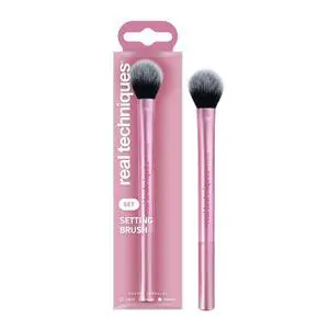 Setting Brush With Ultra Plush Custom Cut Synthetic Bristles and Extended Aluminum Ferrules to Build Coverage Setting Brush With Ultra Plush Custom Cut Synthetic Bristles and Extended Aluminum Ferrules to Build Coverage