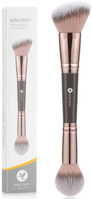 Foundation Makeup Brush, Double Ended Bronzer Brush Angled & Round Contour Brushes for Beauty Blending Liquid Powder, Concealer Cream Cosmetics Blush (Brown) Foundation Makeup Brush, Double Ended Bronzer Brush Angled & Round Contour Brushes for Beauty Blending Liquid Powder, Concealer Cream Cosmetics Blush (Brown)