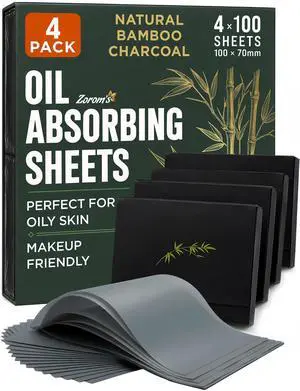 Natural Oil Blotting Sheets for Face with Bamboo Charcoal - 4pk/400 Makeup Friendly Oil Absorbing Sheets for Face - Blotting Papers for Oily Skin - Perfect for Keeping in Purse - Oil Control Film Natural Oil Blotting Sheets for Face with Bamboo Charcoal - 4pk/400 Makeup Friendly Oil Absorbing Sheets for Face - Blotting Papers for Oily Skin - Perfect for Keeping in Purse - Oil Control Film