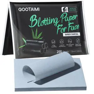 Blotting Paper for Oily Skin, Natural Bamboo Charcoal Blotting Paper, Oil Blotting Sheets for Face, 100 * 70MM Large Oil Absorbing Sheets Makeup Face Tissues, 200 Counts Blotting Paper for Oily Skin, Natural Bamboo Charcoal Blotting Paper, Oil Blotting Sheets for Face, 100 * 70MM Large Oil Absorbing Sheets Makeup Face Tissues, 200 Counts
