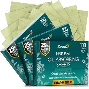 Natural Green Tea Oil Blotting Sheets for Face - 25% Larger - 3pk/300 Makeup Friendly Blotting Papers for Face - Easy Dispensing Oil Absorbing Sheets Natural Green Tea Oil Blotting Sheets for Face - 25% Larger - 3pk/300 Makeup Friendly Blotting Papers for Face - Easy Dispensing Oil Absorbing Sheets
